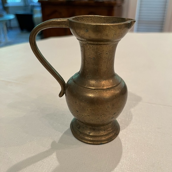 Vintage Brass mini pitcher. Could be a vase. Solid. Heavy.